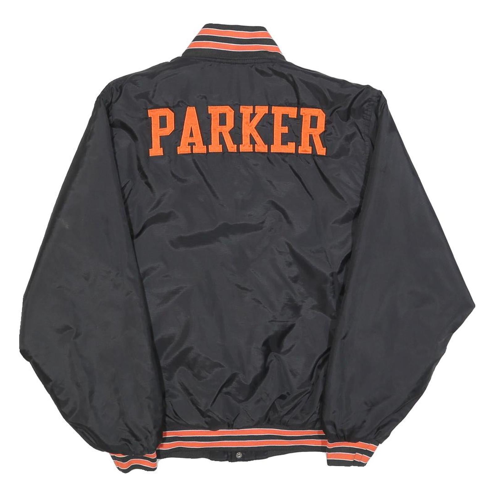 HOLLOWAY Mens Black & Orange Lindsay Jacket S Polyester Blend Button Varsity