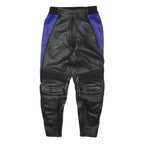 COMPETITION Mens Leather Black & Blue Regular Fit Skinny Trousers W30 L28 Zip