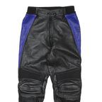 COMPETITION Mens Leather Black & Blue Regular Fit Skinny Trousers W30 L28 Zip