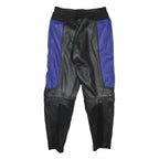 COMPETITION Mens Leather Black & Blue Regular Fit Skinny Trousers W30 L28 Zip
