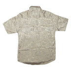 MISRAAB Mens Beige Patterned Shirt L Short Sleeve Button Polyester Blend Casual
