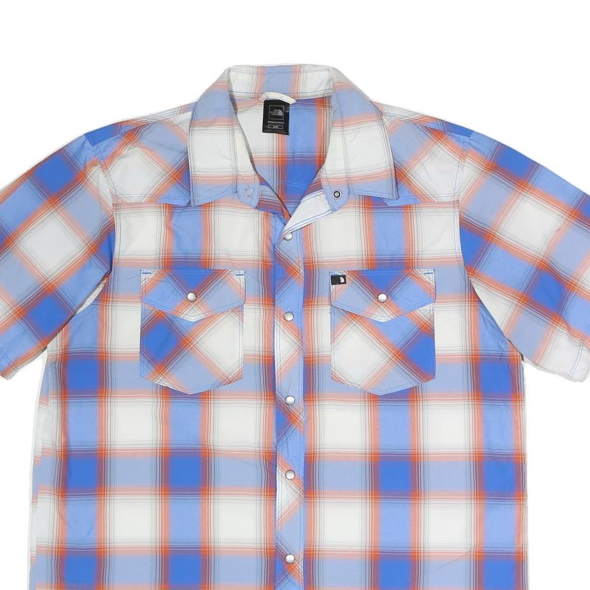THE NORTH FACE Mens Blue & Orange Plaid Shirt M Outdoor Casual Summer Style