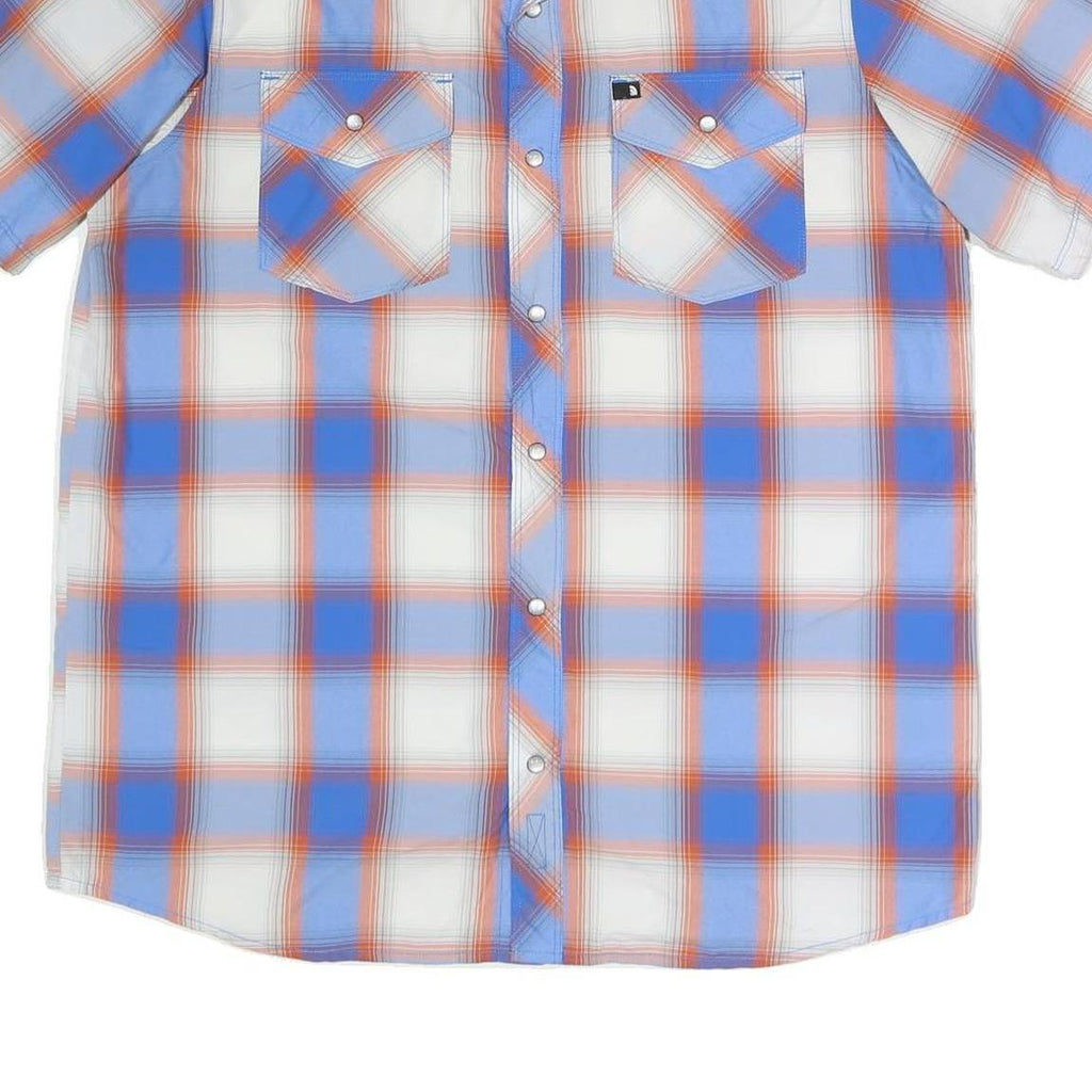 THE NORTH FACE Mens Blue & Orange Plaid Shirt M Outdoor Casual Summer Style
