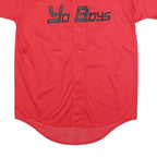 AUGUSTA SPORTSWEAR Mens Red Yo Boys Button Front Short Sleeve Crew Neck Baseball