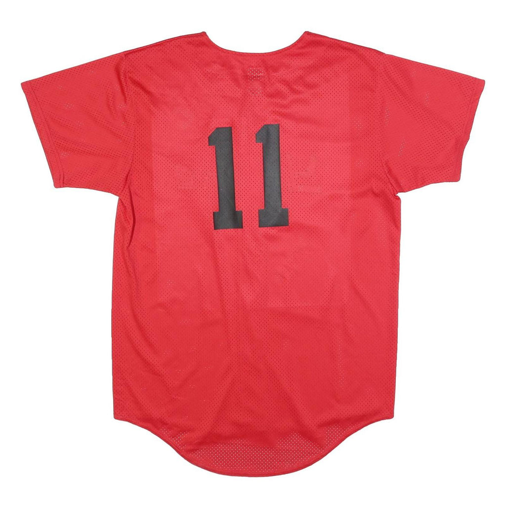 AUGUSTA SPORTSWEAR Mens Red Yo Boys Button Front Short Sleeve Crew Neck Baseball