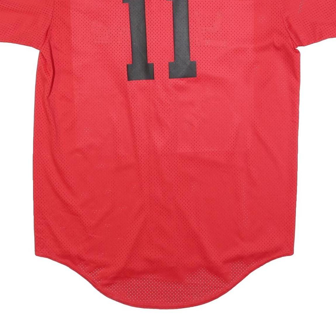 AUGUSTA SPORTSWEAR Mens Red Yo Boys Button Front Short Sleeve Crew Neck Baseball