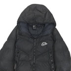 NIKE Mens Black Zip Up Puffer Jacket S Polyester Blend Hooded Casual Outerwear