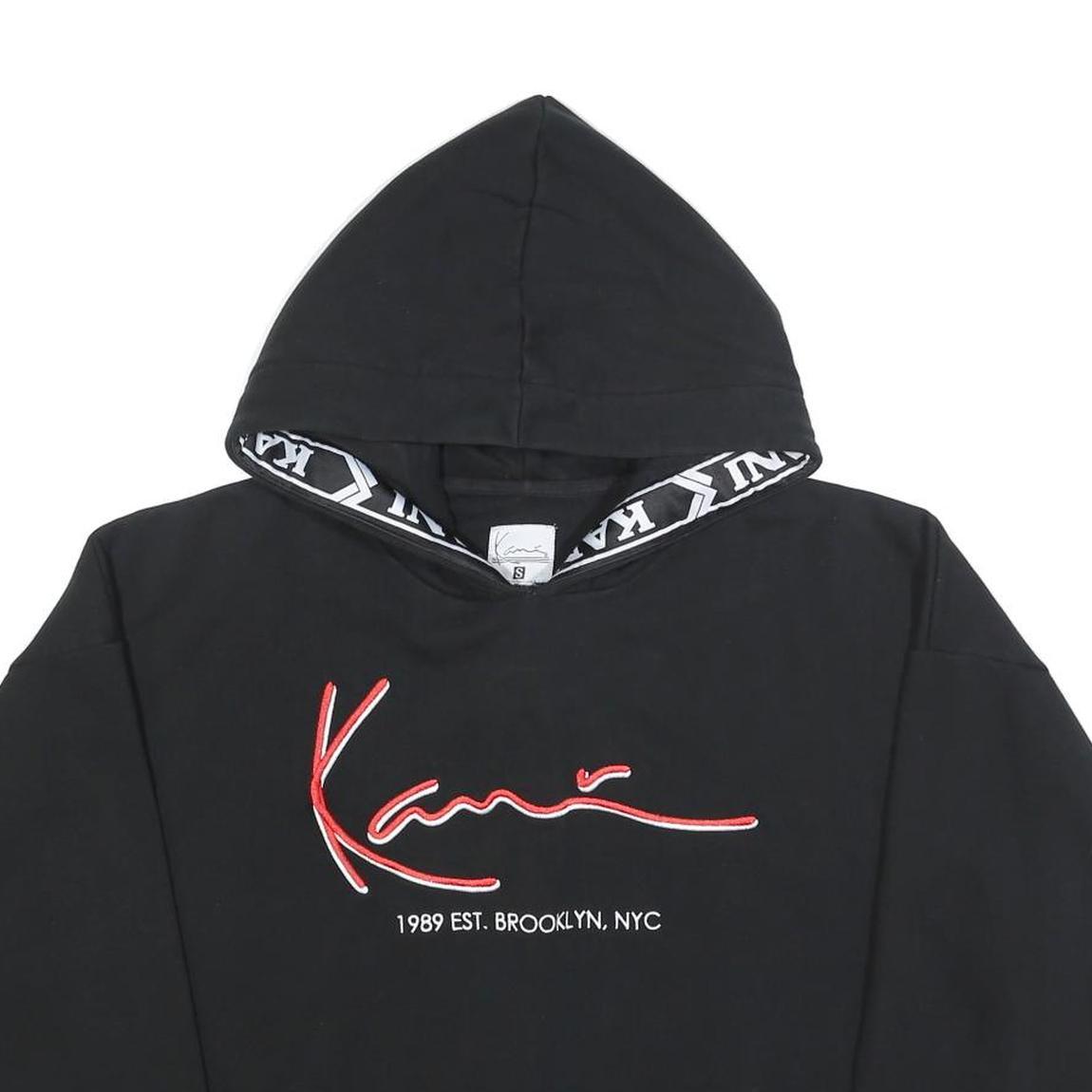KARL KANI Womens Black Cotton Blend Pullover Hoodie S Streetwear Casual
