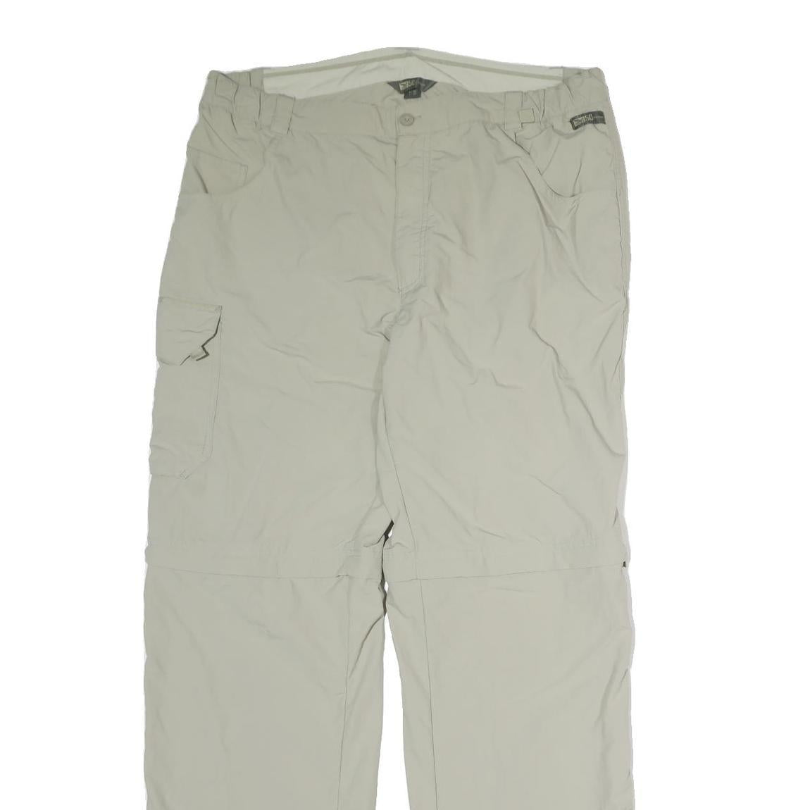 FIVE CONTINENTS Mens Cotton Blend Relaxed Beige Cargo Trousers W38 L34 Zip