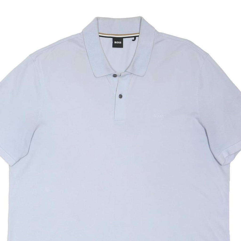 BOSS Mens Light Blue Polo Shirt 3XL Cotton Blend Short Sleeve Basic Classic