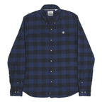 TIMBERLAND Mens Blue & Black Check Shirt L Button Down Casual Cotton