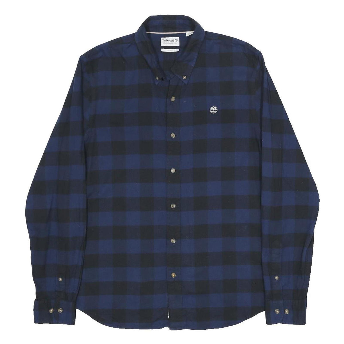TIMBERLAND Mens Blue & Black Check Shirt L Button Down Casual Cotton