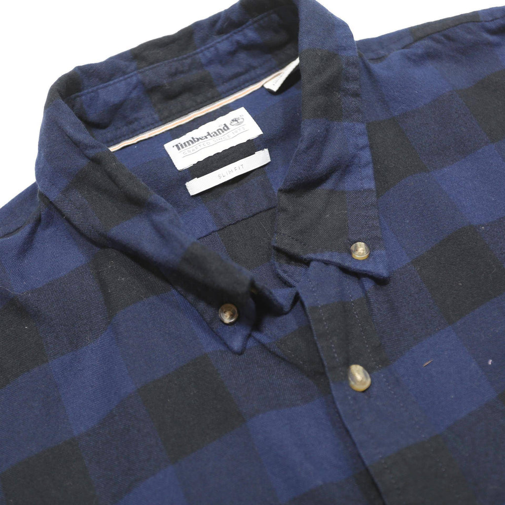 TIMBERLAND Mens Blue & Black Check Shirt L Button Down Casual Cotton