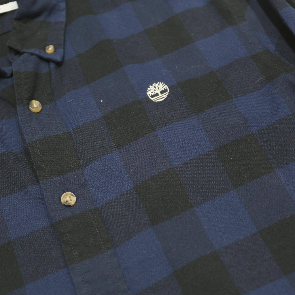 TIMBERLAND Mens Blue & Black Check Shirt L Button Down Casual Cotton