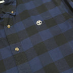 TIMBERLAND Mens Blue & Black Check Shirt L Button Down Casual Cotton