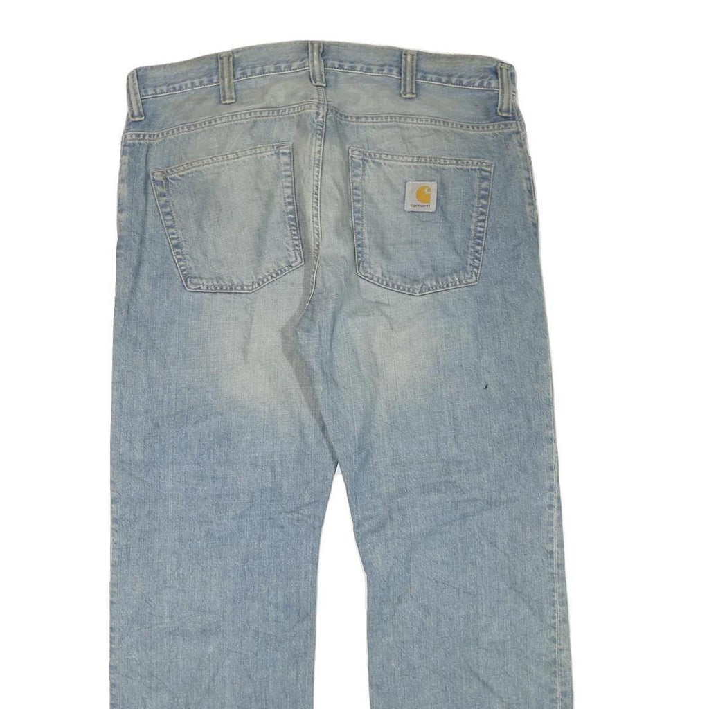 CARHARTT Mens Jeans Light Blue Regular Straight Denim Stone Wash W40 L32