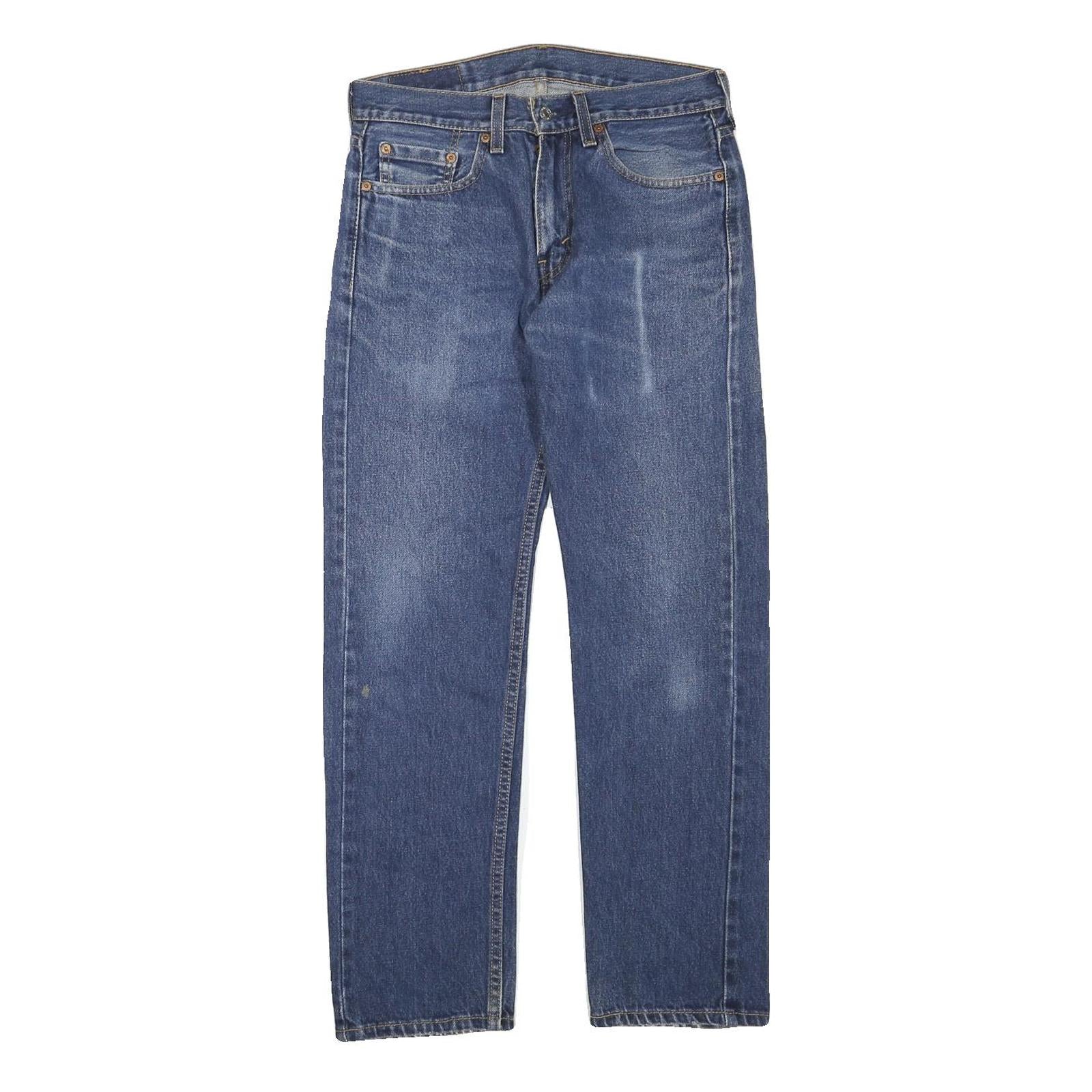 LEVI'S 505 Mens Jeans Blue Regular Straight Denim Medium W30 L27 Classic Fit Zip