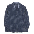 TOMMY HILFIGER Womens Blue & White Polka Dot Shirt S Cotton Blend Long Sleeve