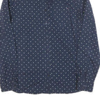 TOMMY HILFIGER Womens Blue & White Polka Dot Shirt S Cotton Blend Long Sleeve