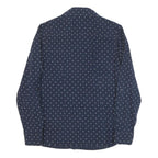 TOMMY HILFIGER Womens Blue & White Polka Dot Shirt S Cotton Blend Long Sleeve