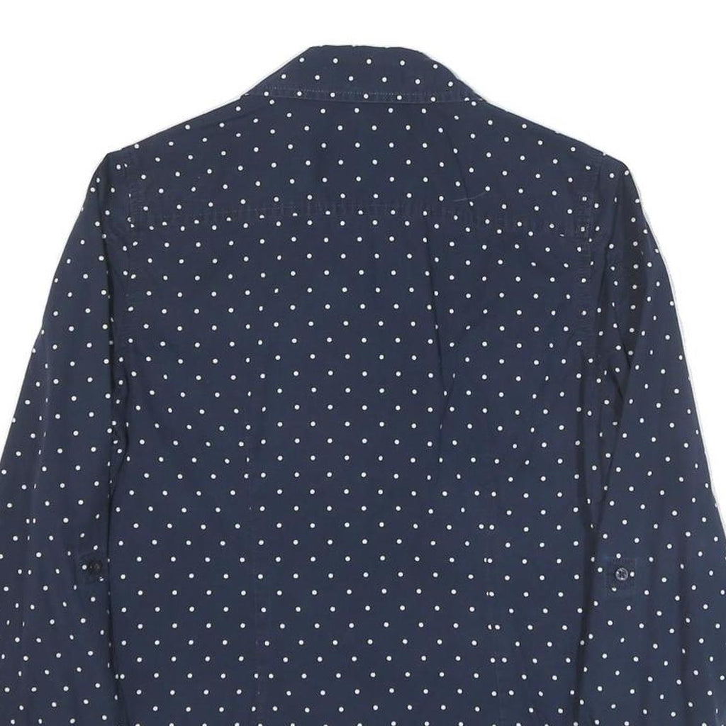 TOMMY HILFIGER Womens Blue & White Polka Dot Shirt S Cotton Blend Long Sleeve