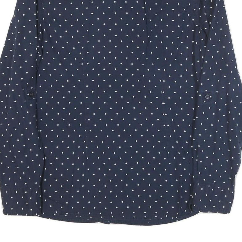 TOMMY HILFIGER Womens Blue & White Polka Dot Shirt S Cotton Blend Long Sleeve