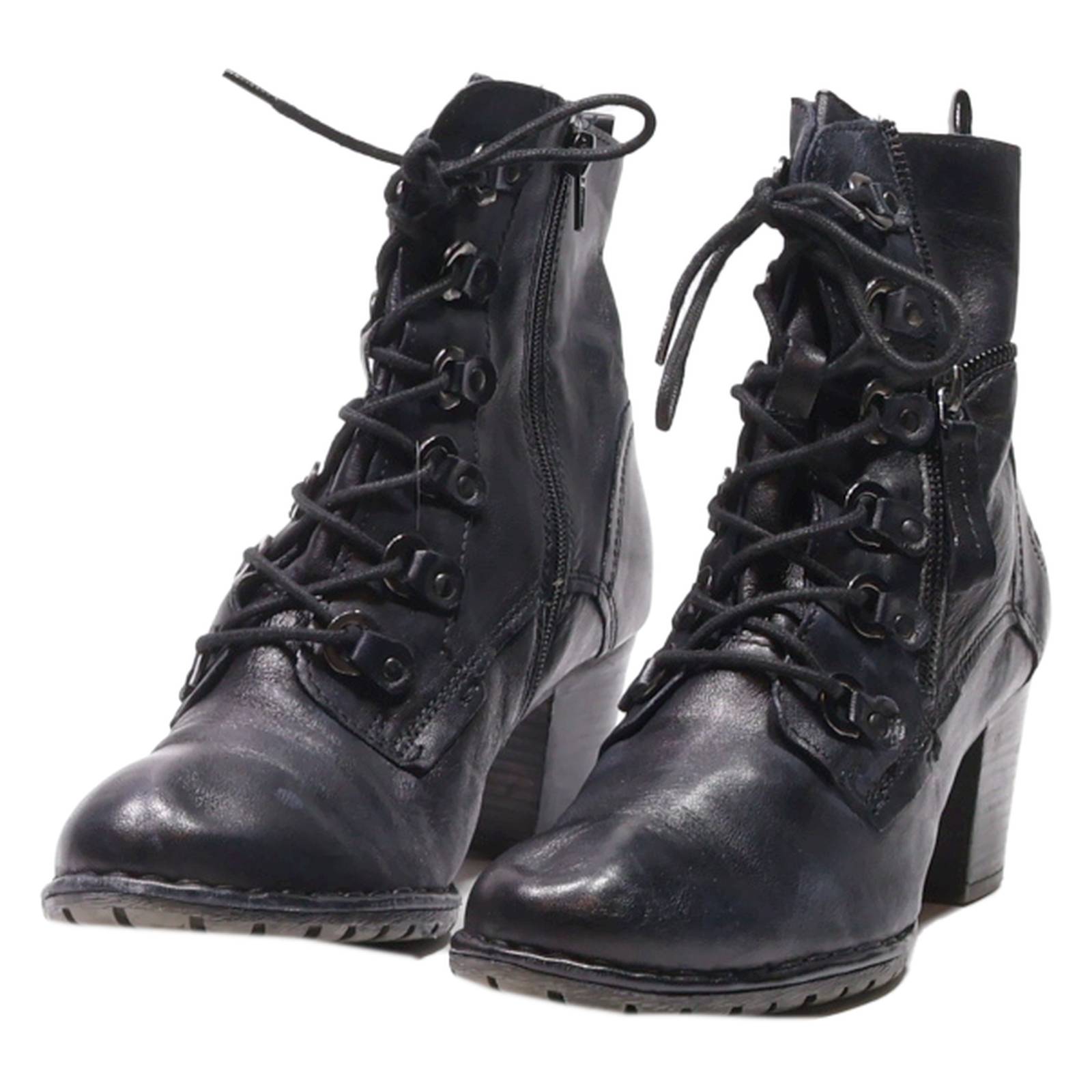 BUGATTI Lace-Up Boots Black Leather Womens UK 7