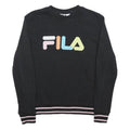 FILA Womens Black Multicoloured Logo Crew Neck M Sweatshirt Cotton Blend Casual