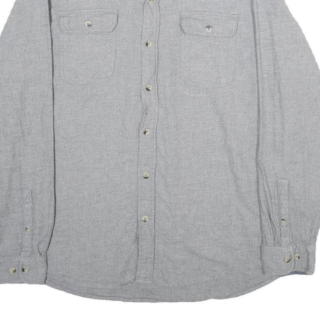 WOOLRICH Mens Grey Cotton Shirt XL Classic Button Pocket Workwear Casual
