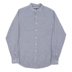 TOMMY HILFIGER Mens Blue Check Shirt L Classic Cotton Long Sleeve Button-Up