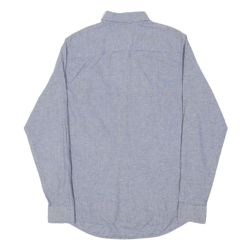 TOMMY HILFIGER Mens Blue Check Shirt L Classic Cotton Long Sleeve Button-Up