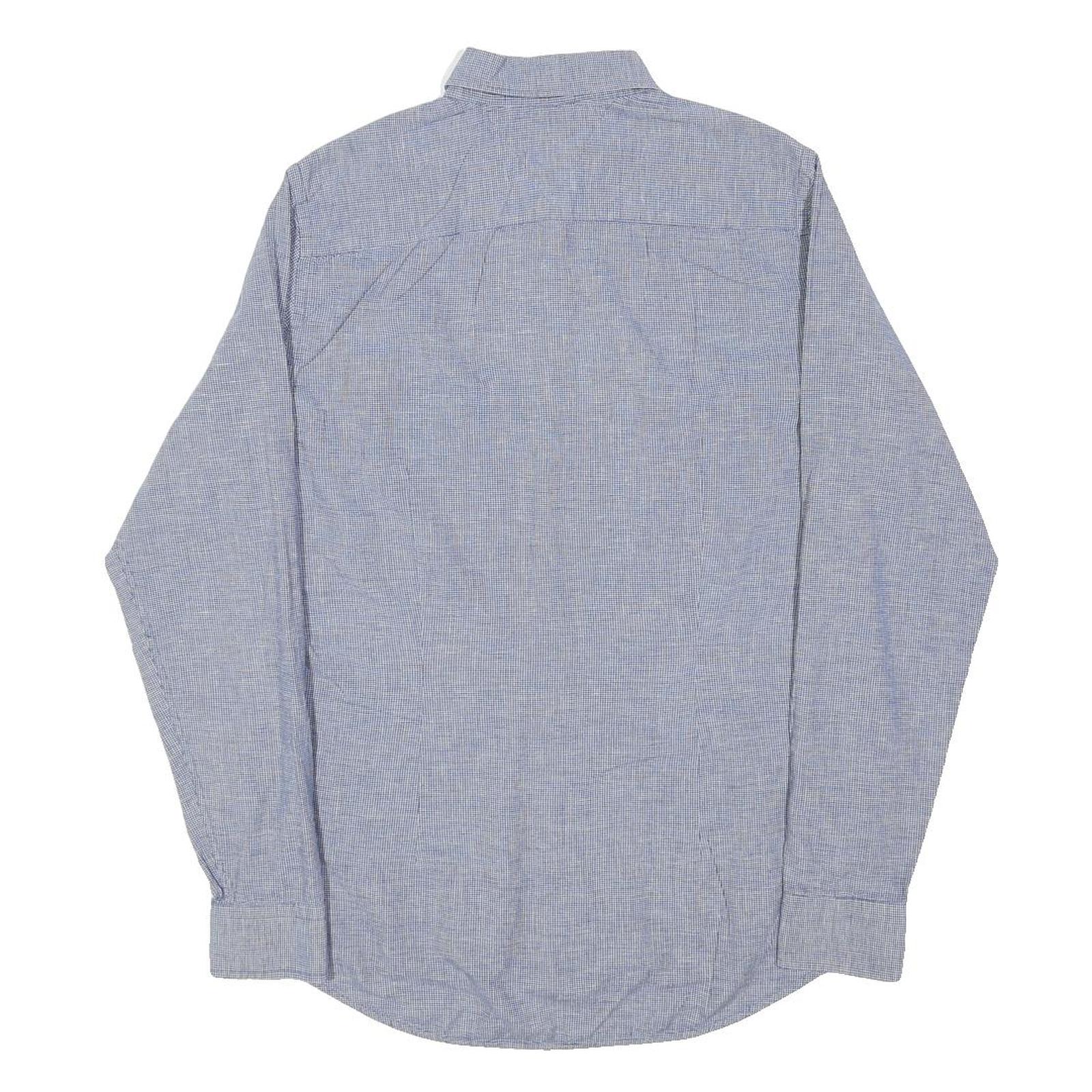 TOMMY HILFIGER Mens Blue Check Shirt L Classic Cotton Long Sleeve Button-Up