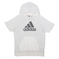 ADIDAS Womens White Hooded Short Sleeve Pullover Hoodie M Cotton Blend
