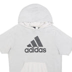 ADIDAS Womens White Hooded Short Sleeve Pullover Hoodie M Cotton Blend