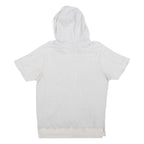 ADIDAS Womens White Hooded Short Sleeve Pullover Hoodie M Cotton Blend