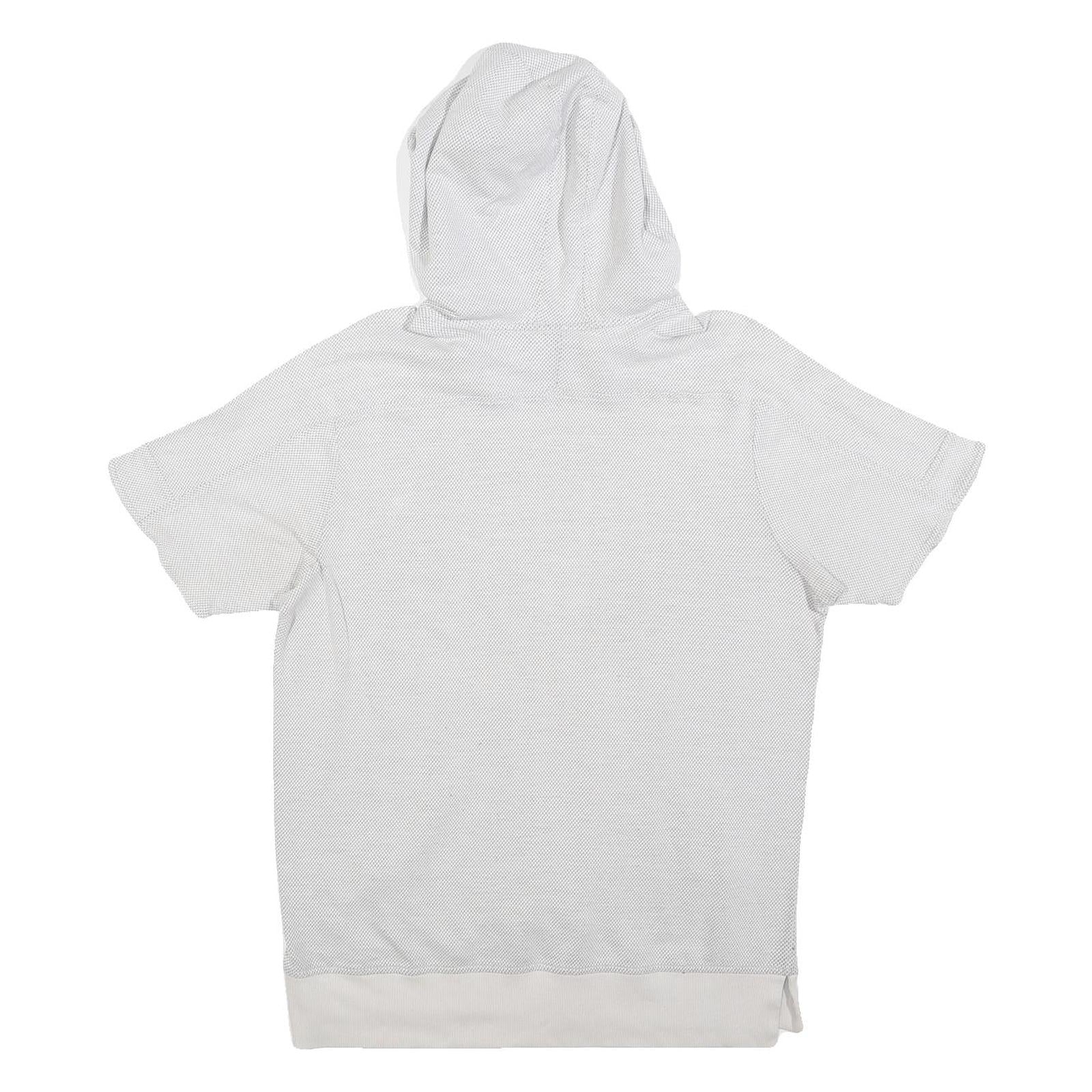 ADIDAS Womens White Hooded Short Sleeve Pullover Hoodie M Cotton Blend