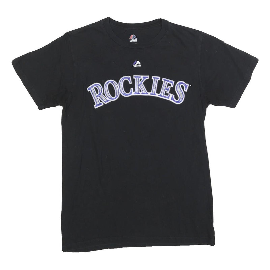 MAJESTIC Mens Black Rockies Graphic T-Shirt M Short Sleeve Crew Neck Sportswear