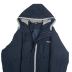 REEBOK Mens Puffer Jacket Blue Hooded L