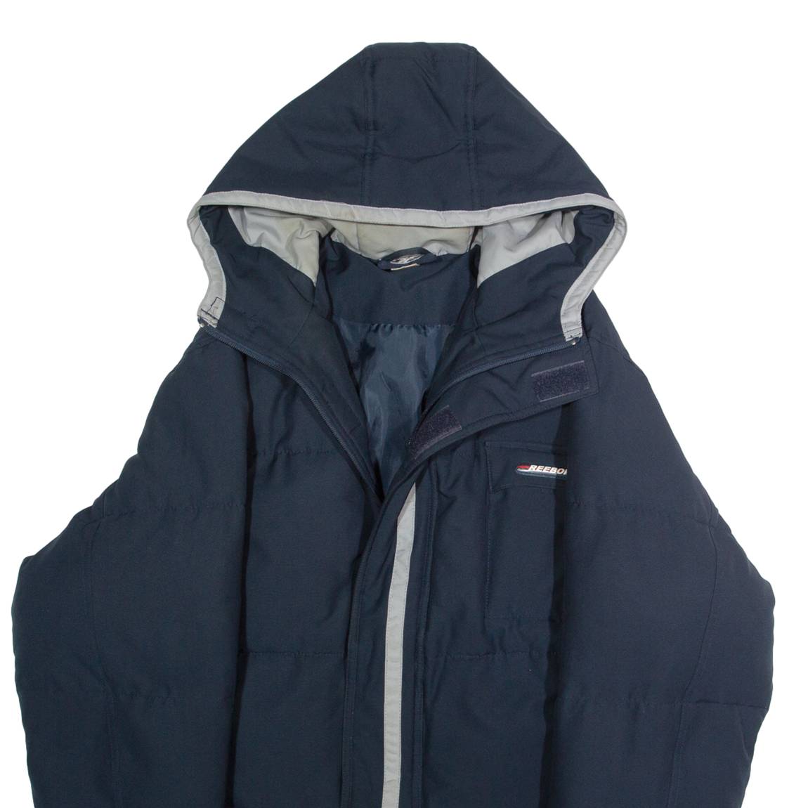 REEBOK Mens Puffer Jacket Blue Hooded L