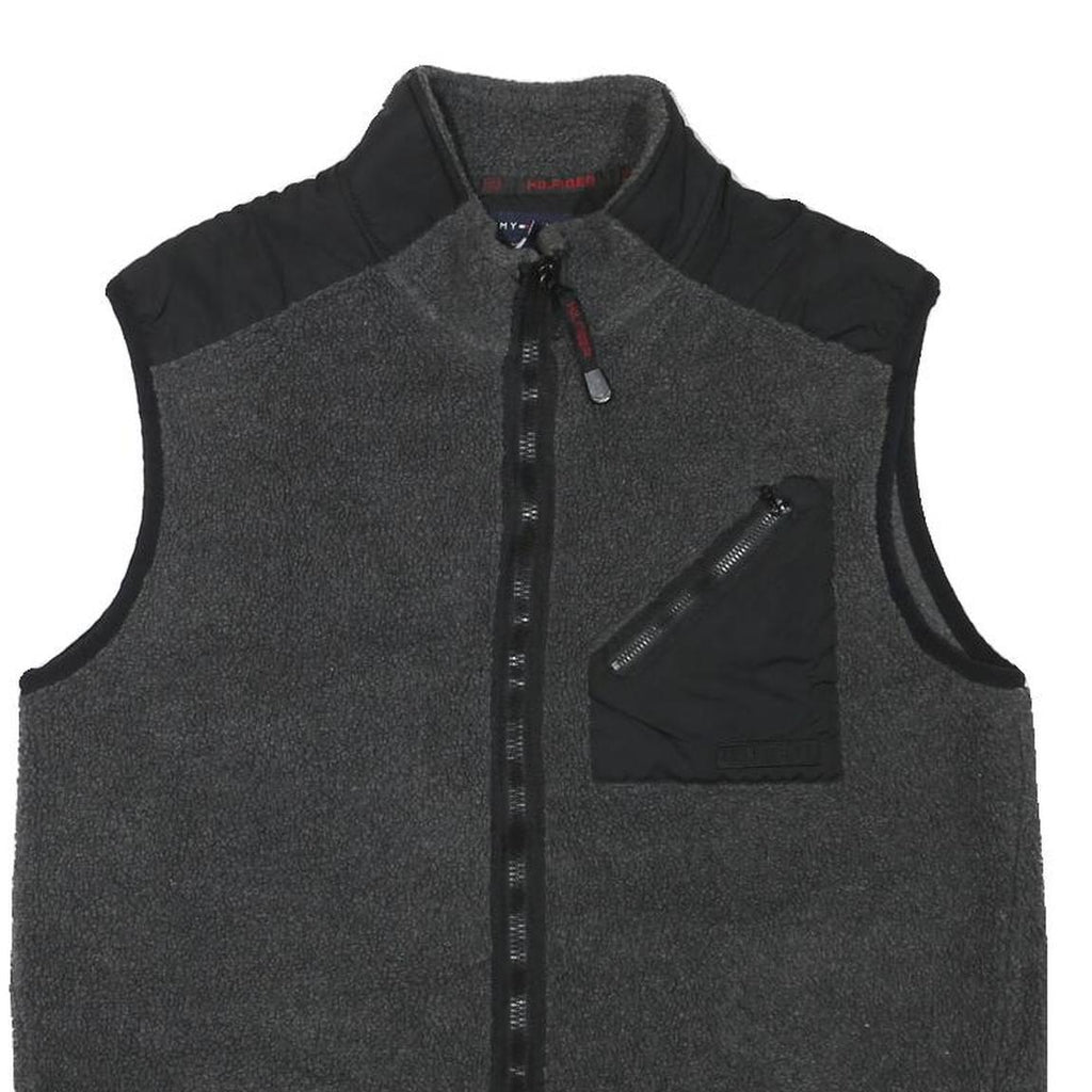 TOMMY HILFIGER Mens Grey & Black Sleeveless Jacket XL Polyester Blend Zip Pocket