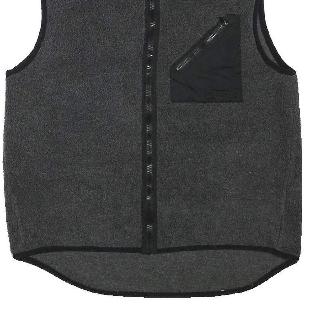 TOMMY HILFIGER Mens Grey & Black Sleeveless Jacket XL Polyester Blend Zip Pocket