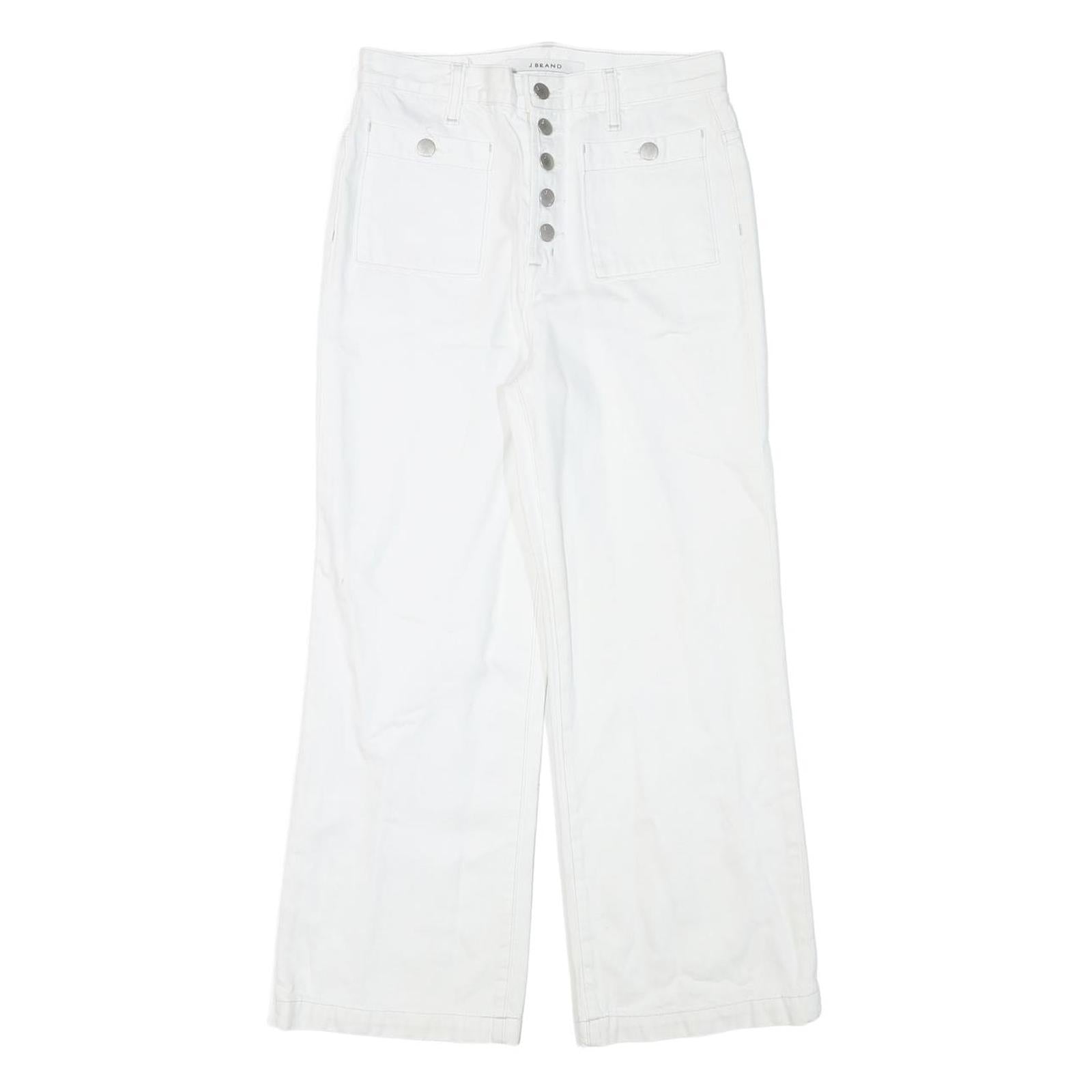 J BRAND Womens White Regular Fit Wide-Leg Denim Jeans W27 L24 Button Closure