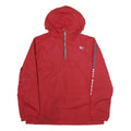 TOMMY HILFIGER Mens Red Zip Hooded Jacket XL Polyester Plain Casual Streetwear
