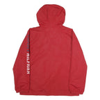 TOMMY HILFIGER Mens Red Zip Hooded Jacket XL Polyester Plain Casual Streetwear