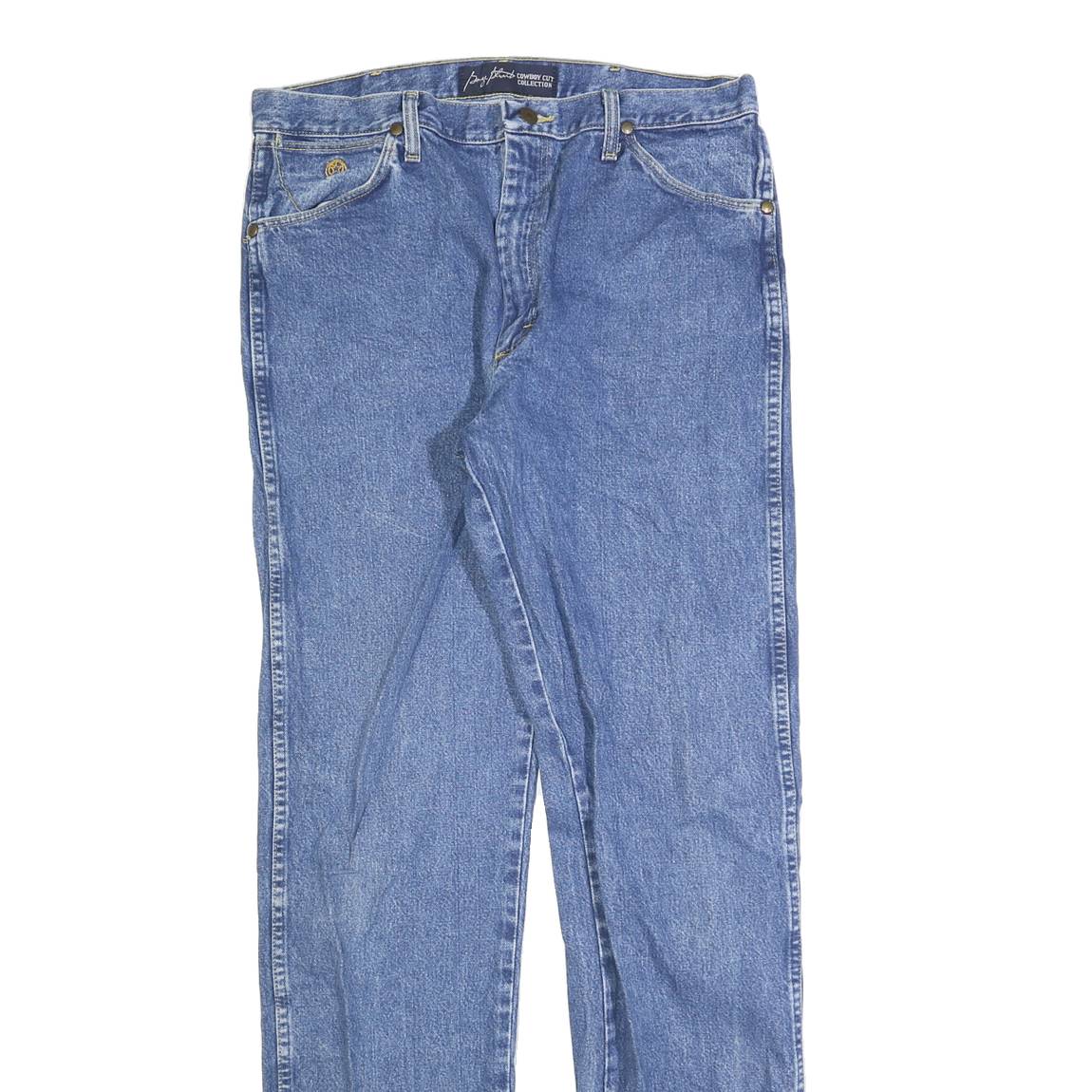 WRANGLER Mens Regular Blue Denim Classic Jeans Zip W35 L36 Relaxed Fit