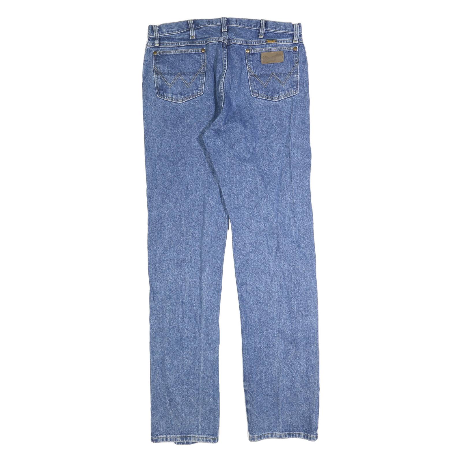 WRANGLER Mens Regular Blue Denim Classic Jeans Zip W35 L36 Relaxed Fit