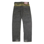 PROVIDER Womens Jeans Black Regular Straight Denim Raw W32 L32 Unique Waistband