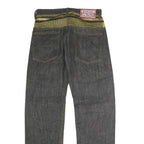 PROVIDER Womens Jeans Black Regular Straight Denim Raw W32 L32 Unique Waistband