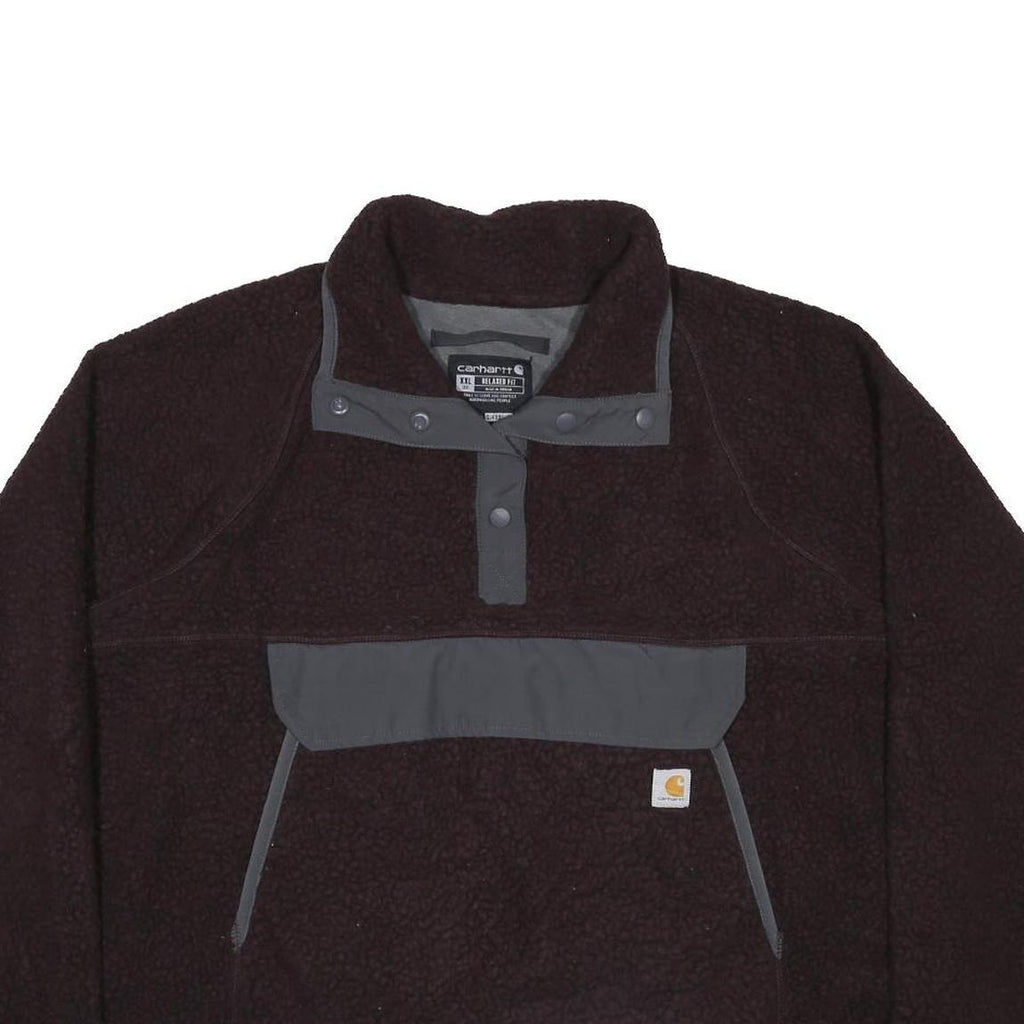 CARHARTT Womens Black & Grey Fleece 2XL Button Polyester Outdoor Casual Jacket