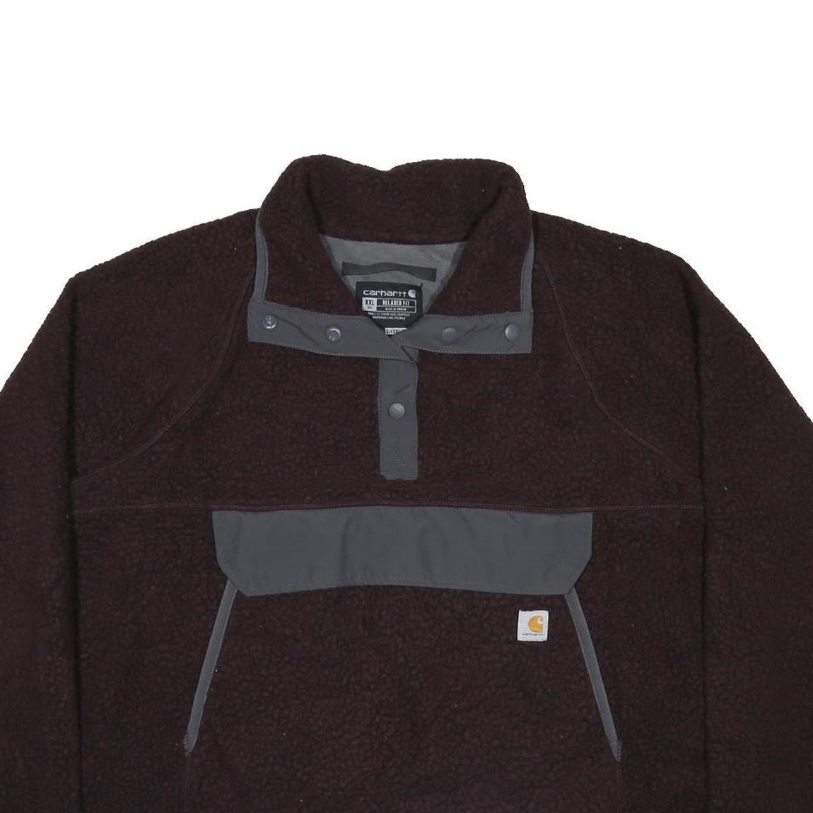 CARHARTT Womens Black & Grey Fleece 2XL Button Polyester Outdoor Casual Jacket